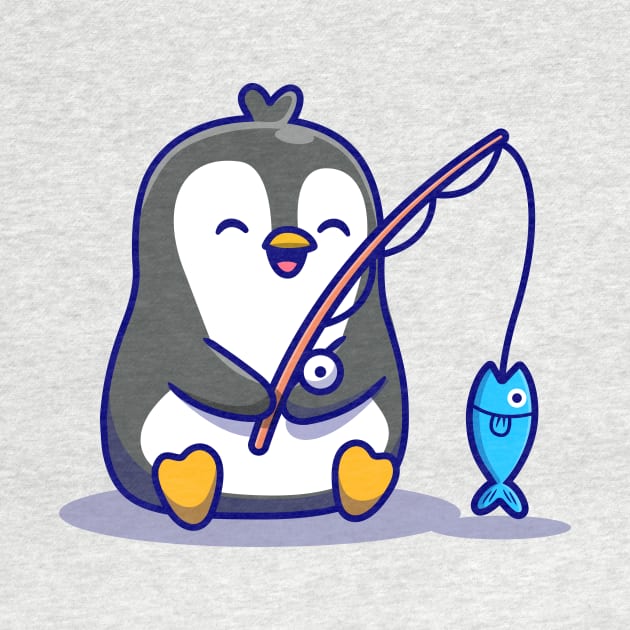 Cute Penguin Fishing Cartoon by Catalyst Labs